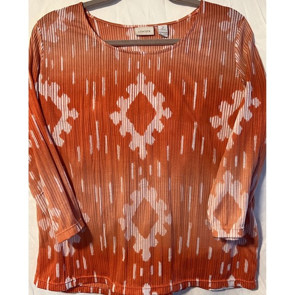 Chicos Lot of 2 Tops Blouses Spring Prints Size 2 12/14 Large - Picture 1 of 13